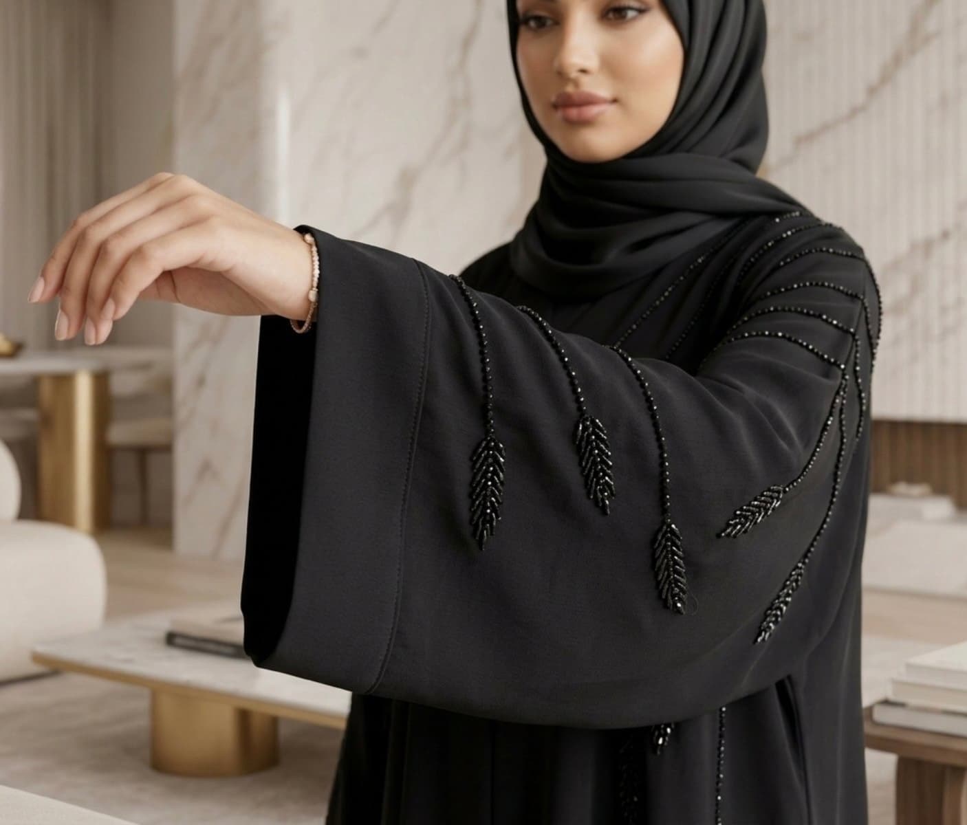 Onyx Cascade Abaya
